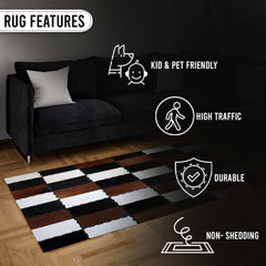 Handmade Genuine Cowhide Patchwork Rug with Zig Zag Stitching - Unique & Luxurious Area Rug for Home Décor - Custom Sizes Available