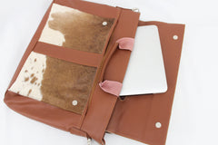 Stylish Cowhide Hair On Laptop Bag Messenger Bag with Unique Animal Print & Sustainable Materials - DSC-0756