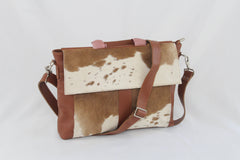 Stylish Cowhide Hair On Laptop Bag Messenger Bag with Unique Animal Print & Sustainable Materials - DSC-0756