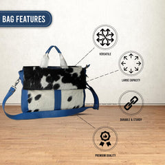 Exquisite Cowhide Laptop Bag with Genuine Cattle Hair and Fur On Bag Unisex Briefcase Business Animal Print - DSC-0637