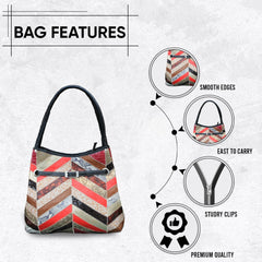 Handcrafted Multi-Colour Crocodile Print Leather Shoulder Bag with Distressed Enrichment and Unique Design