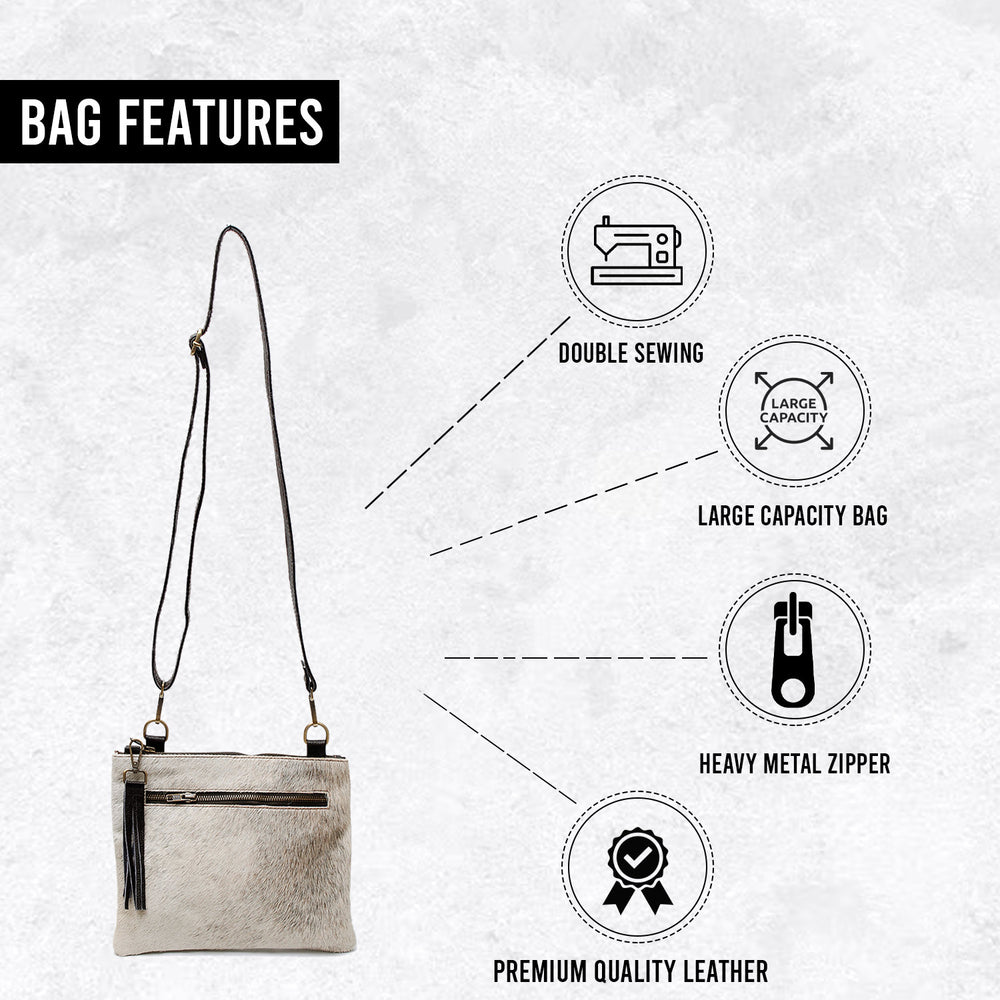 Luxurious Handcrafted Vegan Leather Cross Body Bag with Gold Hardware - Unique Natural Cowhide Pattern - Adjustable Strap - Perfect Gift for - Celestial Leather Limited