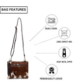 Luxurious Vegan Leather Handbag with Unique Cowhide Markings, Adjustable Strap, Gold Hardware, Evening Bag - Handcrafted & Distinctive - Celestial Leather Limited