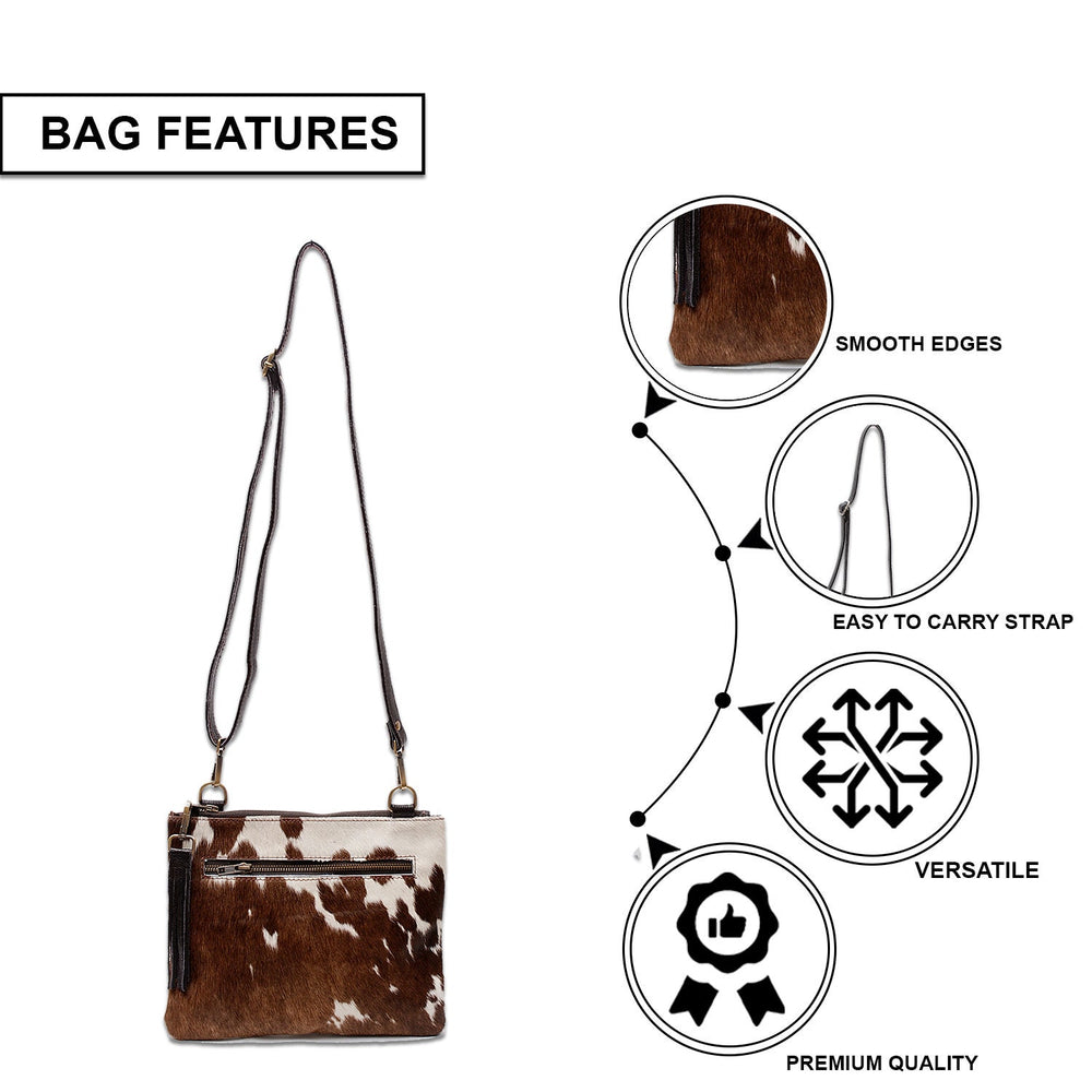 Exquisite Vegan Leather Handbag with Gold Hardware and Adjustable Strap - Unique Cowhide Design, Handcrafted Evening Bag for Her - Celestial Leather Limited