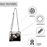 Unique Vegan Leather Handbag with Adjustable Strap and Gold Hardware - Stylish Evening Bag with Natural Cowhide Markings - Celestial Leather Limited