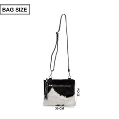 Luxurious Multi-Colour Vegan Leather Handbag with Adjustable Strap-Gold Hardware | Elegant Structured Bag with Unique Cowhide Markings - Celestial Leather Limited