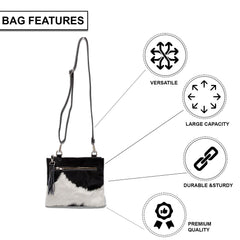 Luxurious Multi-Colour Vegan Leather Handbag with Adjustable Strap-Gold Hardware | Elegant Structured Bag with Unique Cowhide Markings - Celestial Leather Limited