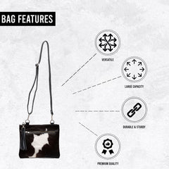 Luxurious Vegan Leather Handbag with Gold Hardware - Unique Cowhide Design, Adjustable Strap, Evening Bag - Handcrafted for Her - Celestial Leather Limited