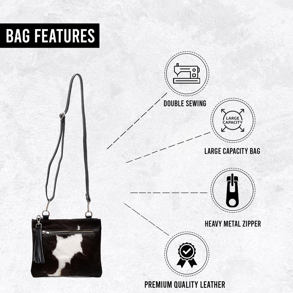 Luxurious Vegan Leather Handbag with Gold Hardware - Unique Cowhide Design, Adjustable Strap, Evening Bag - Handcrafted for Her - Celestial Leather Limited