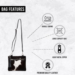 Luxurious Vegan Leather Handbag with Gold Hardware - Unique Cowhide Design, Adjustable Strap, Evening Bag - Handcrafted for Her - Celestial Leather Limited