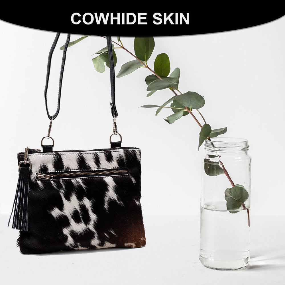 Classic Structured Vegan Leather Crossbody Bag with Gold Hardware | Handcrafted Unique Cowhide Handbag for Women - Multi-Colour Celestial - Celestial Leather Limited