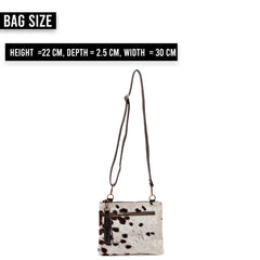 Elegant Vegan Leather Cross Body Bag with Gold Hardware - Unique Handcrafted Cowhide Handbag for Women - Adjustable Strap Evening Bag - Celestial Leather Limited