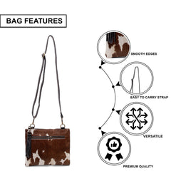 Luxurious Vegan Leather Handbag with Unique Cowhide Markings, Adjustable Strap, Gold Hardware, Evening Bag - Handcrafted & Distinctive - Celestial Leather Limited