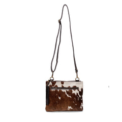 Exquisite Vegan Leather Handbag with Gold Hardware and Adjustable Strap - Unique Cowhide Design, Handcrafted Evening Bag for Her - Celestial Leather Limited