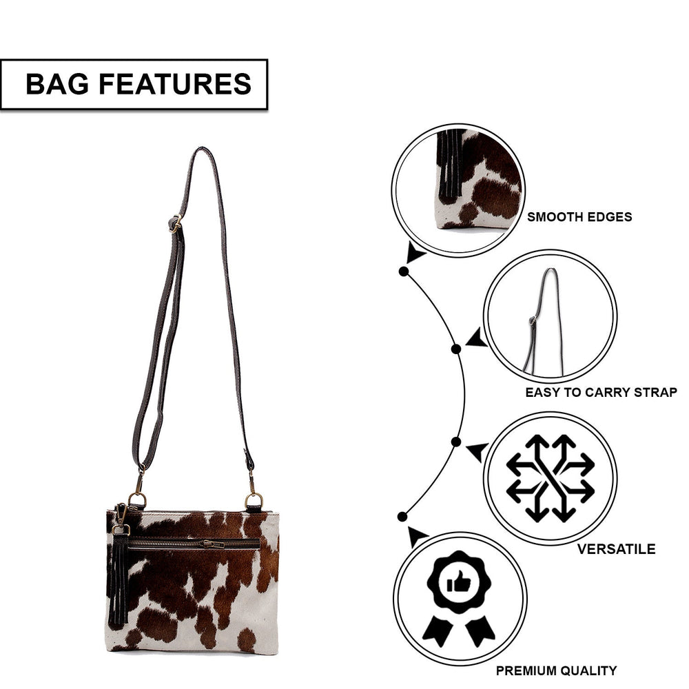 Luxurious Vegan Leather Handbag with Gold Hardware - Unique Cowhide Design - Adjustable Strap - Handmade Evening Bag - Multi-Colour - 10 - Celestial Leather Limited