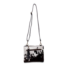 Unique Vegan Leather Handbag with Adjustable Strap and Gold Hardware - Stylish Evening Bag with Natural Cowhide Markings - Celestial Leather Limited