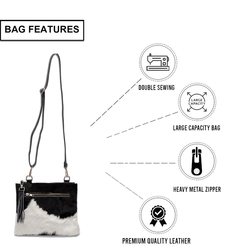 Luxurious Multi-Colour Vegan Leather Handbag with Adjustable Strap-Gold Hardware | Elegant Structured Bag with Unique Cowhide Markings - Celestial Leather Limited