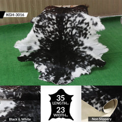Modern Sophistication: Genuine Black and White Goat Skin Throw Rug for Home Decor - Non-Slippery Back, Hypoallergenic, and Unique Natural