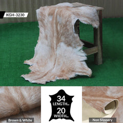 Luxurious Handmade Brown & White Goat Skin Rug | Soft, Kid & Pet-Friendly, Non-Shedding | Natural, Eco-Friendly Rustic Charm | Sustainable - Celestial Leather Limited