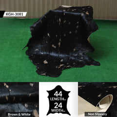 Luxury Black and Brown Goat Hide Rug - Premium Natural Hair-On Goat Skin Rug for Elegant Home Decor