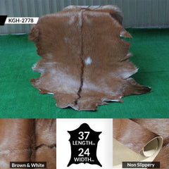 Luxuriously Soft Dark Brown & White Genuine Goat Fur Rug - Eco-Friendly, Non-Shedding, and Hypoallergenic - Unique Patterns - Handcrafted