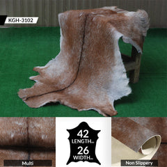 Luxurious Handpicked Brown & White Premium Goat Skin Rug - Eco-Friendly - Sustainable, Non-Slip Suede Back, Hypoallergenic - Timeless