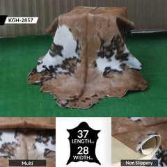 Luxurious Handmade Multicolour Goat Skin Rug - Soft, Kid & Pet-Friendly, Non-Shedding, Sustainable - Eco-Friendly - Unique Art Piece