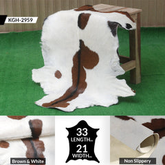 Luxury Handmade Dark Brown White Goat Skin Rug with Non-Slip Suede Backing - Eco-Friendly Natural Beauty for High-Traffic Areas - Celestial Leather Limited