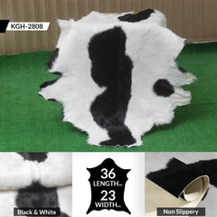 Serene Grey & White Goat Skin Rug - Natural Animal Hide Floor Decor with Suede Back - Sustainable, Eco-Friendly, and Hypoallergenic