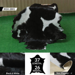 Luxury Black & White Graphic Pattern Goat Skin Rug, Hypoallergenic - Non-Shedding, Modern Sophistication, Sustainable - Eco-Friendly