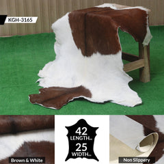 Luxurious Brown and White Goat Hide Rug - Premium Hair-On Goatskin Rug - Sustainable & Eco-Friendly - Handcrafted Elegance