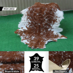 Luxury Brown and White Goat Hide Rug | Premium Hair-On Skin | Handpicked Unique Patterns | Sustainable and Eco-Friendly