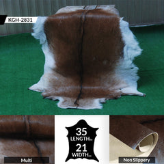 Luxurious Dark Brown & White Goat Skin Rug - Handmade Eco-Friendly Natural Goat Skin Floor Rug with Unique Colour Variations & Soft Texture