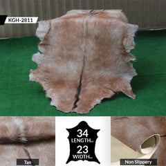 Luxury Brown and White Goat Hide Rug with Unique Patterns | Premium Hair-On Goat Skin Rug for Home Decor