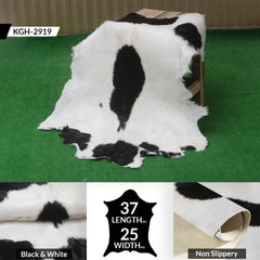 Luxury Black & White Goat Skin Rug - Modern Chic Decor, Natural Softness, Hypoallergenic, Eco-Friendly, Unique Pattern, Non-Slip Backing