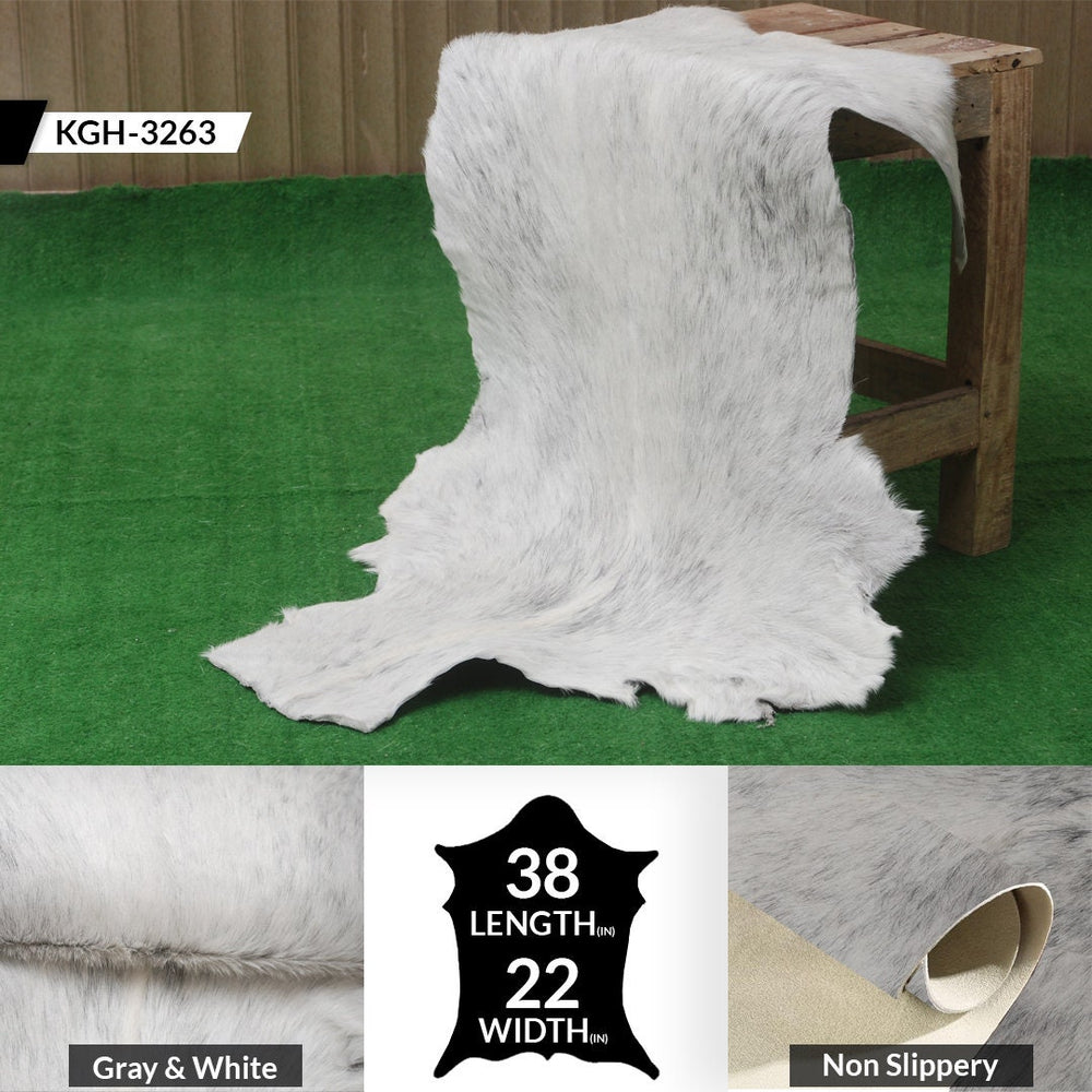 Luxury Grey & White Natural Goat Skin Rug - Serene - Tranquil Wall Decor - Sustainable, Eco-Friendly, Non-Slip Backing - Hypoallergenic - - Celestial Leather Limited