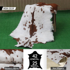 Luxury Brown & White Goat Skin Rug - Handmade Pure Goat Skin Floor Rug with Unique Colour Variations & Hypoallergenic Qualities - Celestial Leather Limited