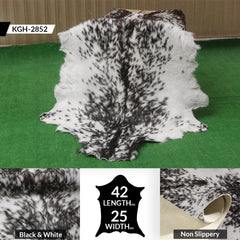 Luxury Black & White Natural Goatskin Rug | Modern Decor | Hypoallergenic - Non-shedding | Sustainable Eco-friendly Design