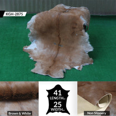 Luxurious Brown and White Goat Hide Rug - Premium Hair-On Goat Skin Rug, Sustainable Eco-Friendly Decor for Any Room