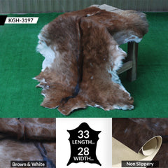 Luxury Brown and White Genuine Goat Hide Rug - Premium 100% Natural Hair-On Goat Skin Rug - Handcrafted and Sustainable Home Decor - Celestial Leather Limited