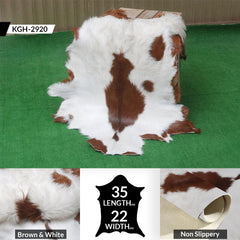 Luxury Brown & White Goat Skin Rug Handmade from Pure Goat Skin Leather - Soft, Durable, Eco-Friendly, Unique Colour Variations - Celestial Leather Limited