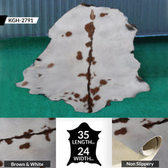 Luxurious Brown and White Goat Hide Rug - Premium Hair-On Goat Skin Rug - Natural, Sustainable, and Handcrafted Beauty