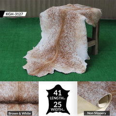 Luxurious Brown & White Goat Hide Rug - Premium Hair-On Skin, Unique Handcrafted Patterns - Hypoallergenic - Eco-Friendly - Various Sizes - Celestial Leather Limited