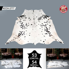 Luxury Salt & Pepper Cowhide Rug - Black and White Natural Pattern, Large Size, Hypoallergenic, Non-Slip Back, Free Shipping across UK!
