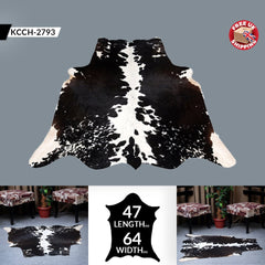 Luxurious Medium Dark Brown & White Cowhide Rug with Hypoallergenic Properties - Handcrafted Natural Animal Print Area Rug for Warmth