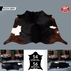 Luxurious Dark Brown & White Cowhide Rug | Hypoallergenic Animal Pattern Carpet | Large Size for Lounge | Non-Slip Suede Back | Non-Shedding