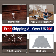 Luxurious Dark Brown & White Cowhide Rug - Extra Large Brazilian Hide for Cozy Home Decor