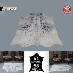 Luxurious Grey & White Cowhide Rug with Large Hair - Hypoallergenic, Non-slip Backing, Unique Natural Beauty - Free Shipping!