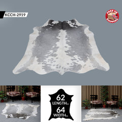 Luxurious Grey & White Spotted Cowhide Rug for Bedroom - Living - Hypoallergenic - Non-Slip - Free UK Shipping - Elegant Home Décor