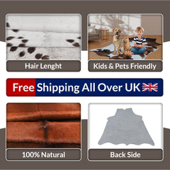 Luxury Modern Multicolour Cowhide Rug - Medium Size, Hypoallergenic, Non-Slip, Durable, Unique Patterns, Free UK Shipping